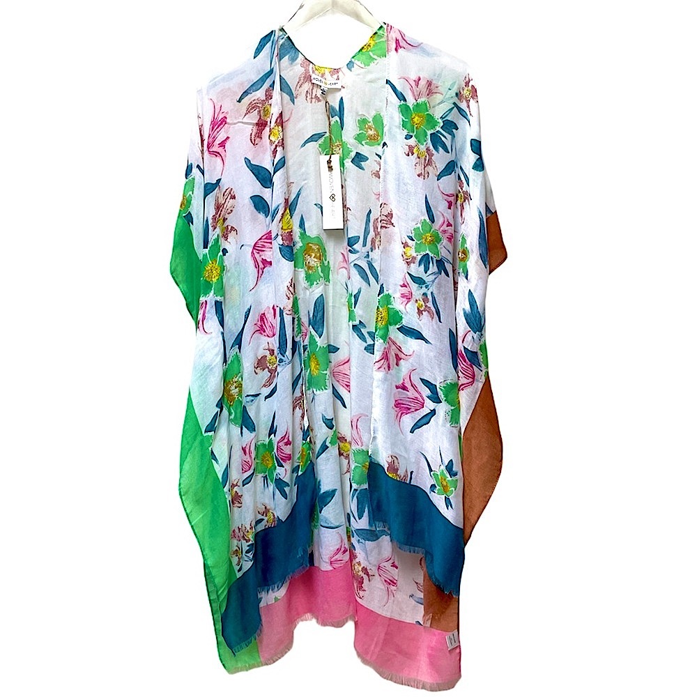 ANTHROPOLOGIE KIMONO SIZE L WOVEN HEART BOHO WHITE FLOR…